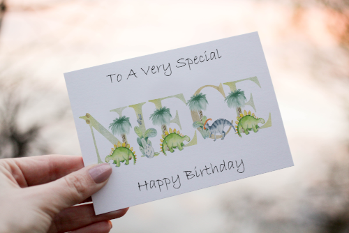 Niece Dinosaur Birthday Card, Card for Niece, Dinosaur Birthday